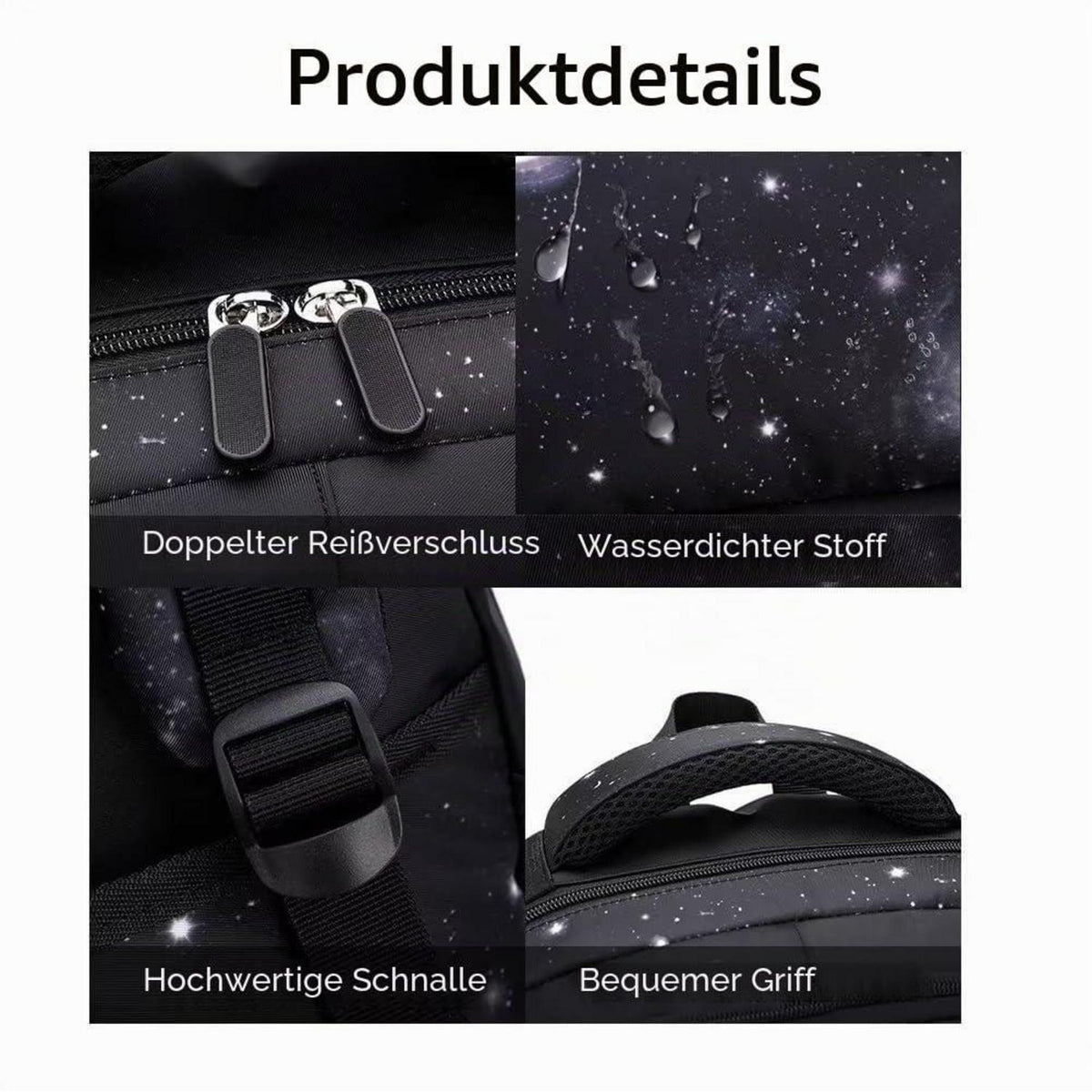 Schulrucksack Jungen Trolley Set mit Lunch Tasche & Federmäppchen Blauer Sternenhimmel