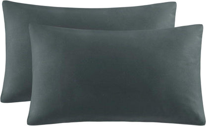 Kissenbezug Set Mikrofaser Anthrazit Hotelverschluss 50x80 cm