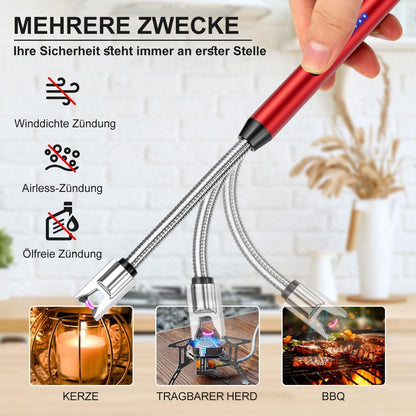 LcFun Stabfeuerzeug Lichtbogen Elektrisch USB Lang Winddicht