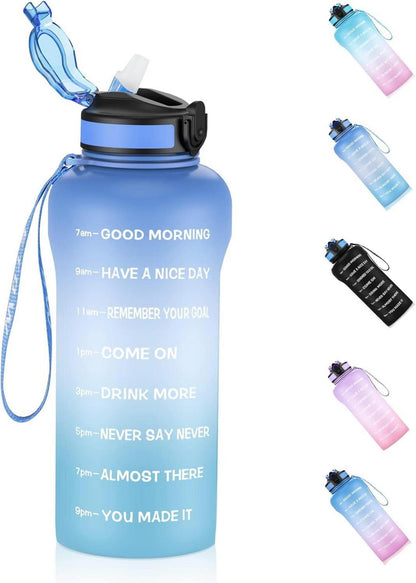 2 Liter Trinkflasche Sport mit Strohhalme BPA Frei 2000ml