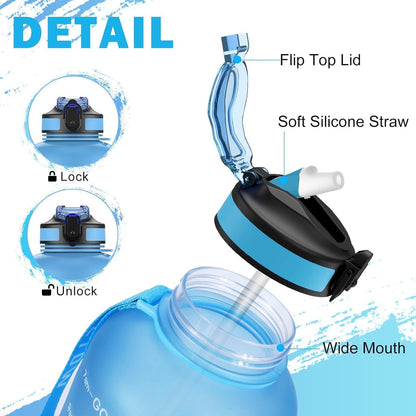 ETDW 2 Liter Trinkflasche Sport Strohhalme 2000ml BPA Frei