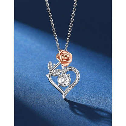 Halskette Damen Herz Moissanite 1 Karat Silber 925 Rosegold Geschenk