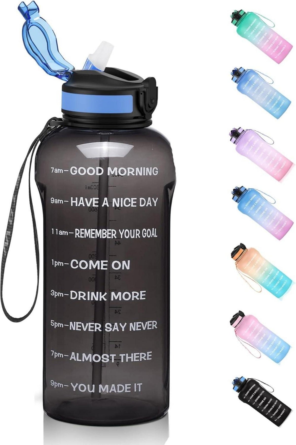 ETDW 2L Trinkflasche Sport Strohhalme 2000ml BPA-frei Auslaufsicher