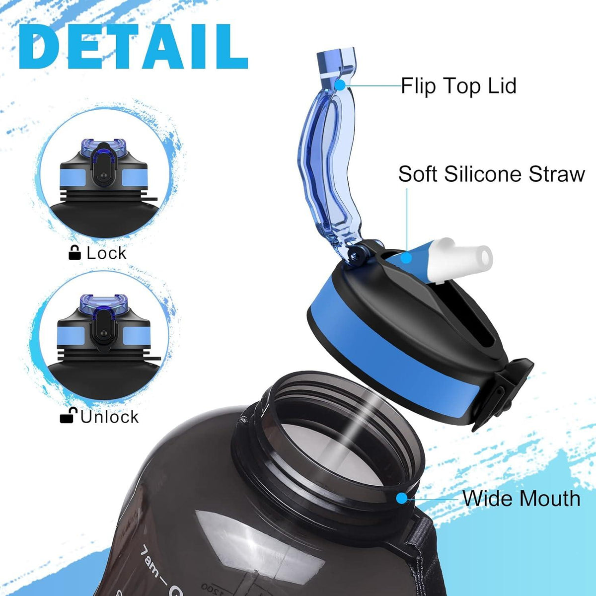 ETDW 2L Trinkflasche Sport mit
