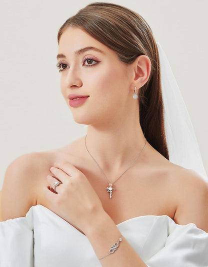 Moissanite Kreuz Kette Silber 925 Geschenkbox Valentinstag