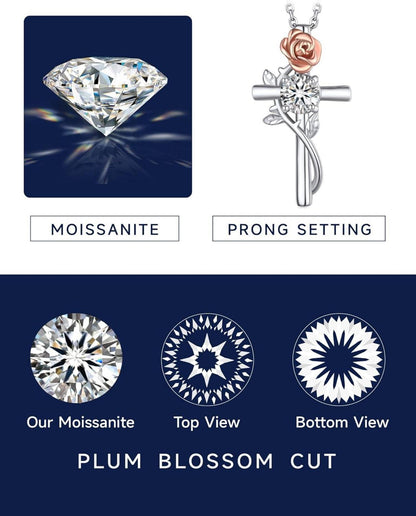Moissanite Kreuz Kette 1,2 Karat Silber 925 Geschenkbox