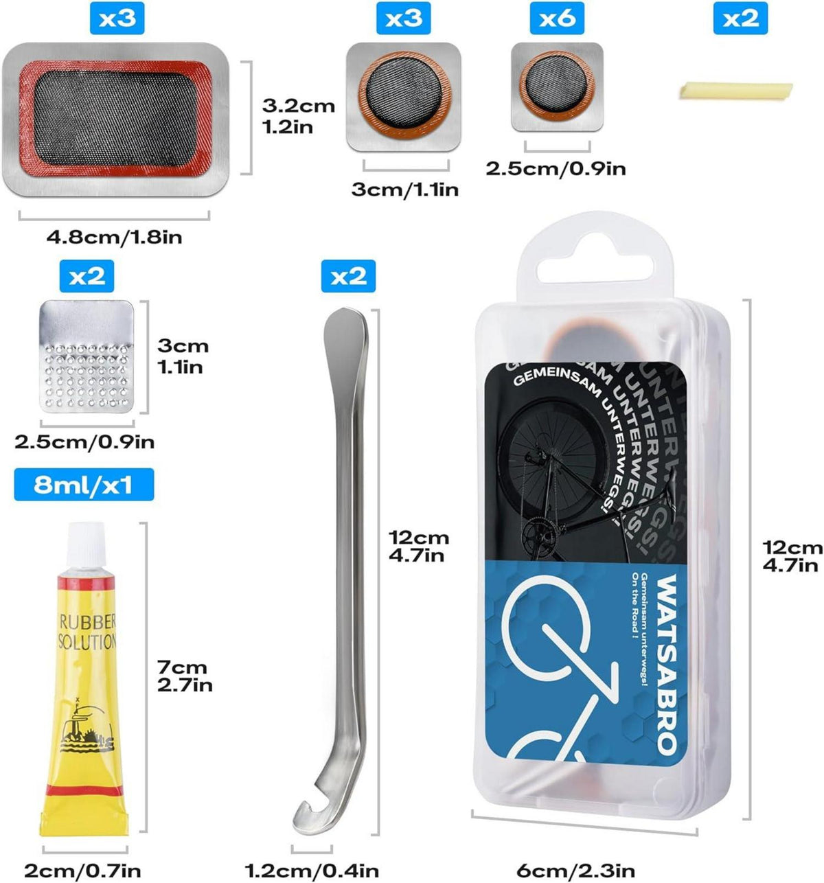 Flickzeug Fahrrad Reparaturset mit Reifenreparaturkleber - 12 Patches
