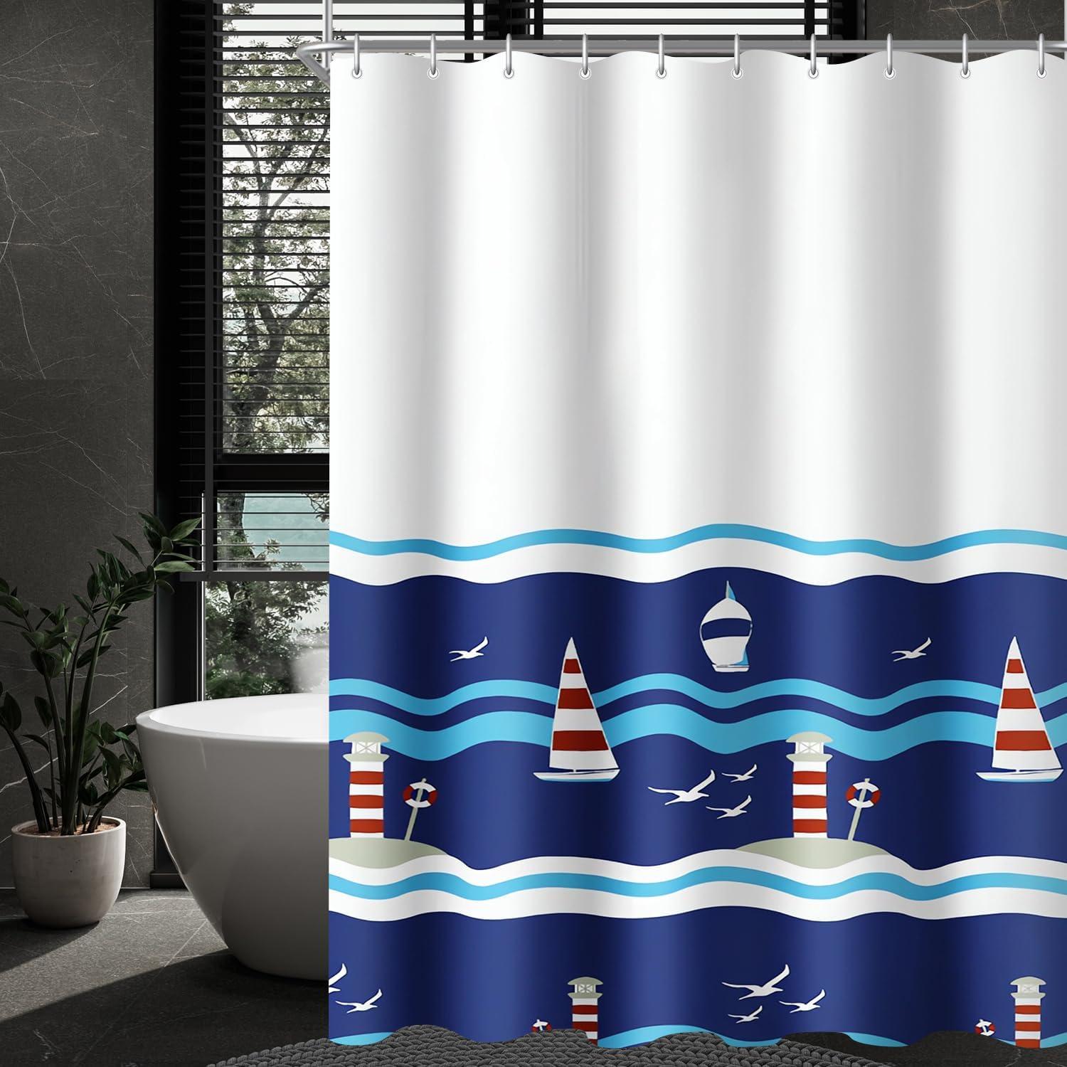Duschvorhang Blaues Segel 200x200cm Antischimmel Polyester mit Ösen