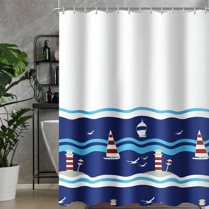 Lerores Duschvorhang 200x200cm Blaues Segel Wasserabweisend Waschbar Polyester Stoff Badezimmer Badewanne
