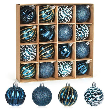 Dunkelblaue Weihnachtskugeln Set 16 Stück – 6cm Kunststoffdeko