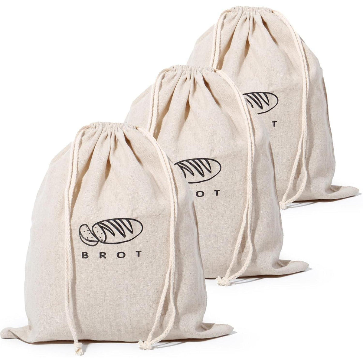 Leinen Brotbeutel 3er Set – Frischhaltender Brotkasten