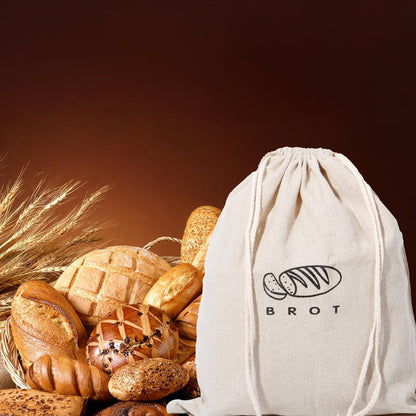 Leinen Brotbeutel 3er Set – Frischhaltender Brotkasten