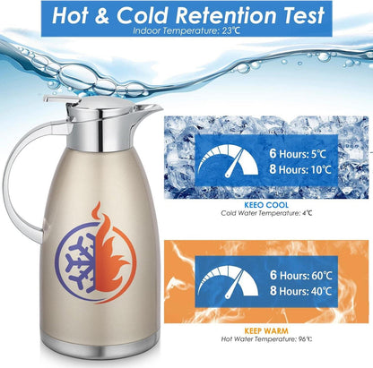 2.3 Liter Edelstahl Thermoskanne Vakuum Isolierkanne Kaffee Teekanne Golden