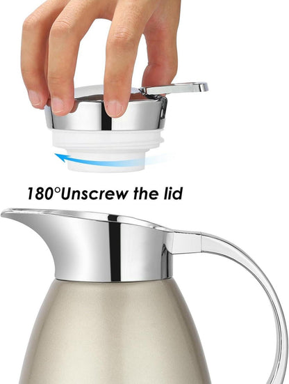 Edelstahl Isolierkanne 2.3L Thermoskanne Kaffee Tee Vakuum Golden
