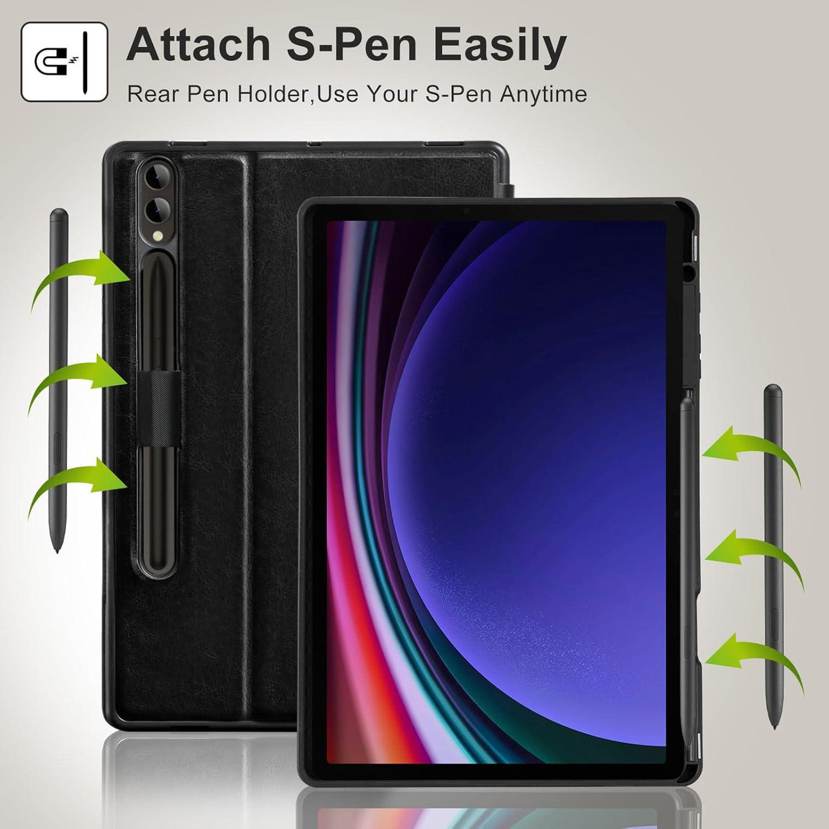 Samsung Galaxy Tab S9 Plus Hülle 12,4 Zoll 2023 Schwarz Anti-Rutsch Stand Schutzhülle auto Schlaf/Wach