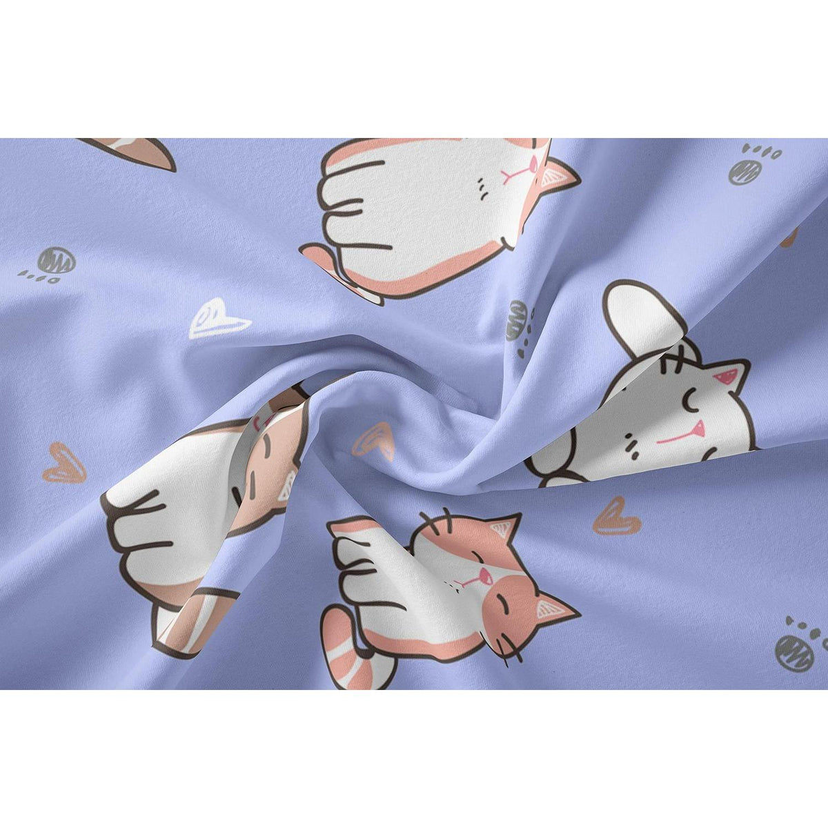 Katzen Bettwäsche-Set Lila 200x200cm mit Kissenbezügen