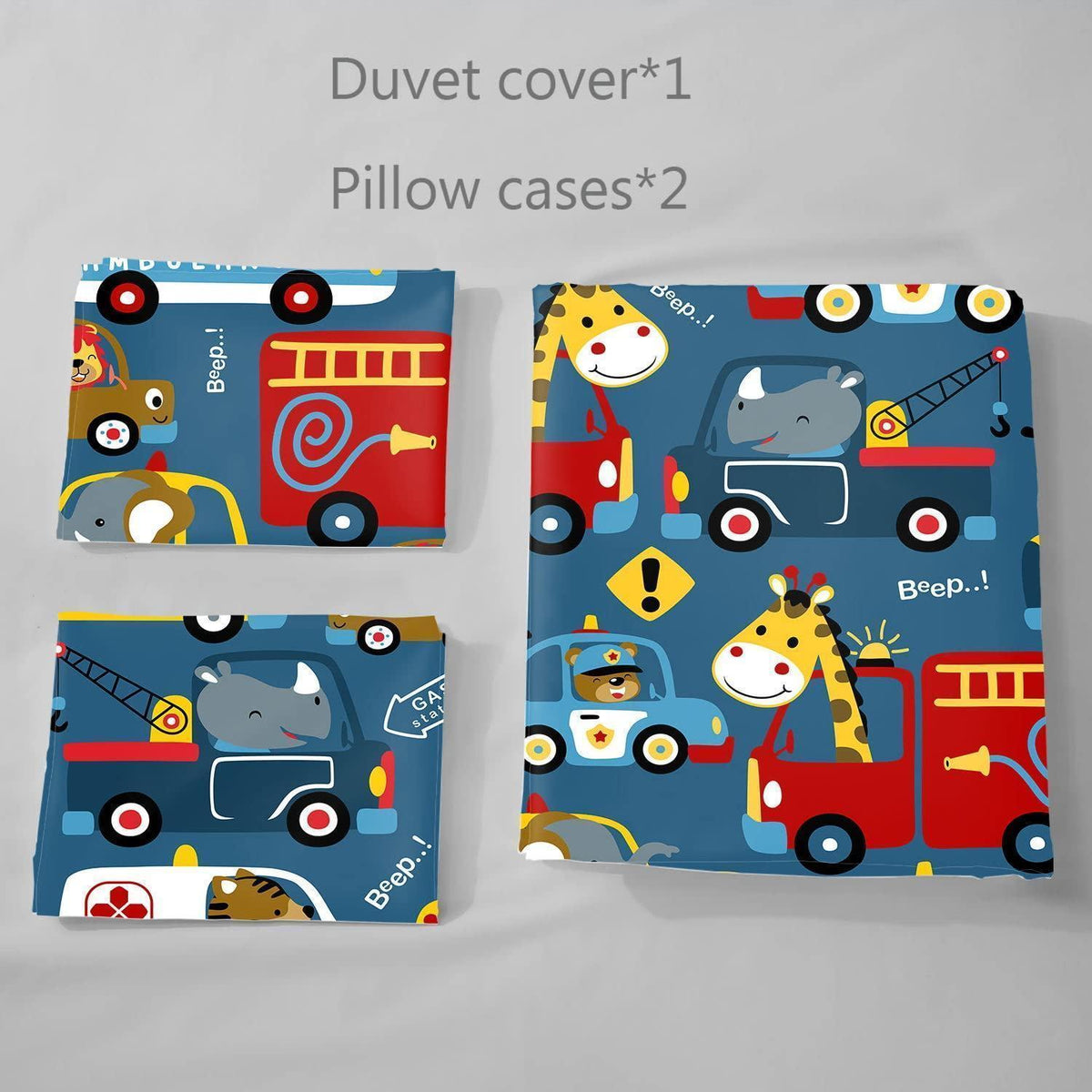 Cartoon Auto Bettwäsche-Set 200x200 cm