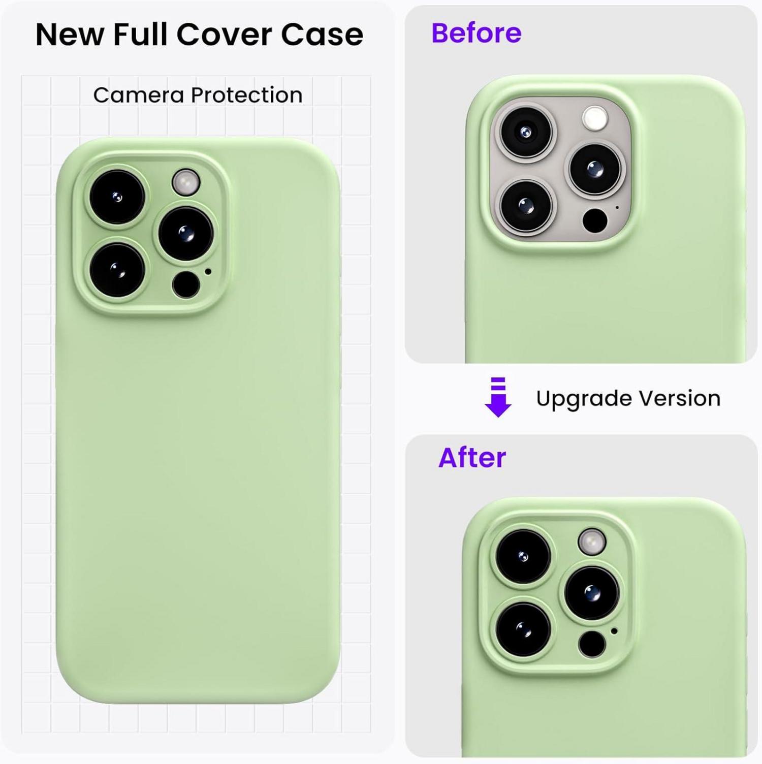 ORNARTO iPhone 15 Pro Max Hülle mit Kameraschutz und 2 Schutzfolien - Flüssige Silikon Handyhülle 6,7 Zoll - Stoßfeste Schutzhülle mit Mikrofaser