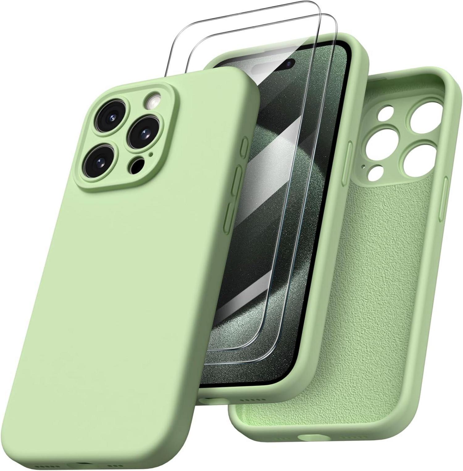 Flüssige Silikonhülle für iPhone 15 Pro mit Kameraschutz und 2