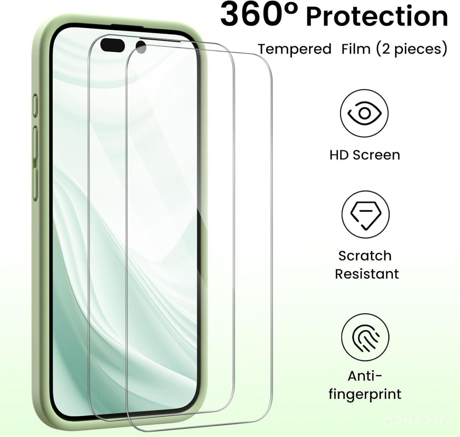 iPhone 15 Pro Hülle flüssiges Silikon Schutzfolien stoßfest 6.1 Zoll Green