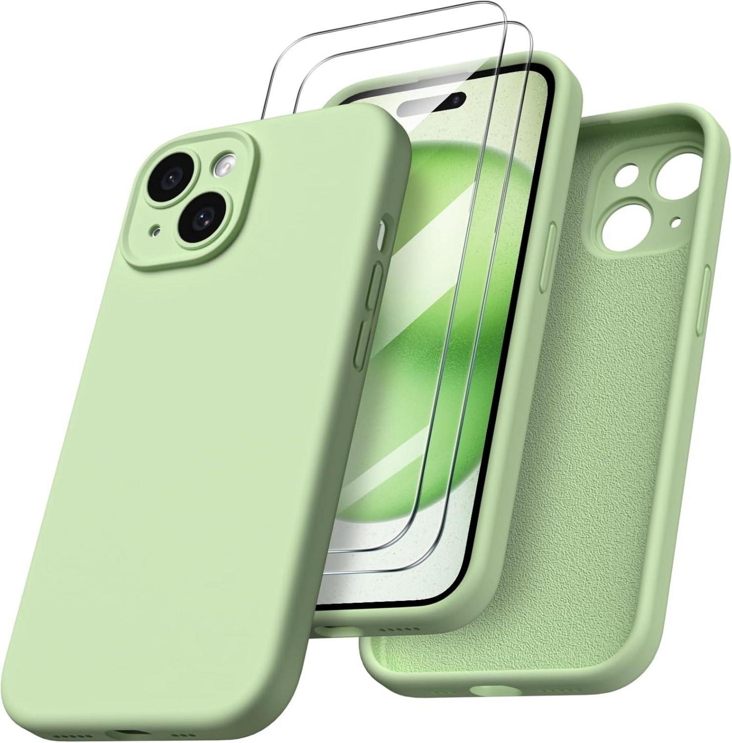 iPhone 15 Hülle flüssiges Silikon Kameraschutz stoßfest Mikrofaser