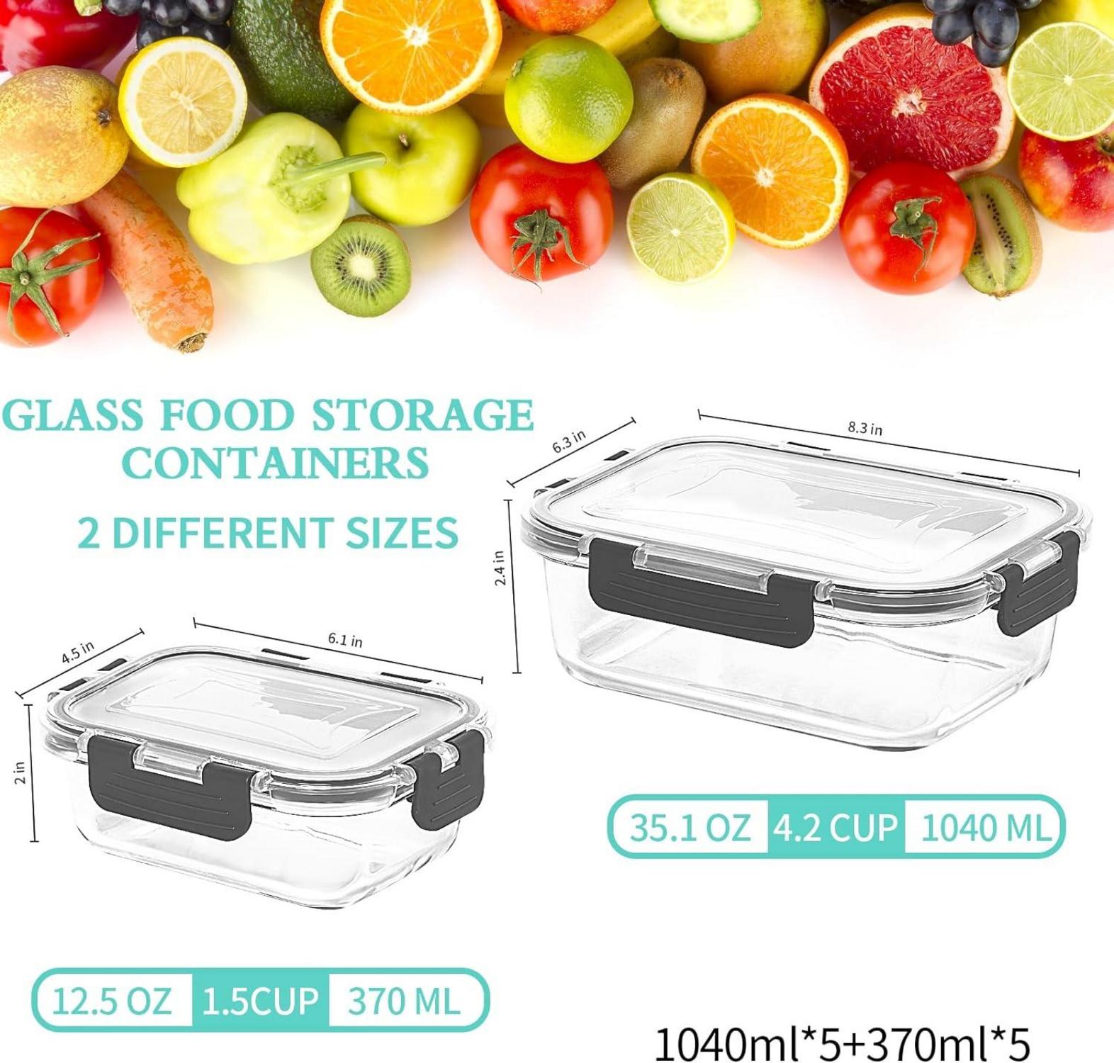 10er Pack Glas-Frischhaltedosen Set BPA-frei luftdicht