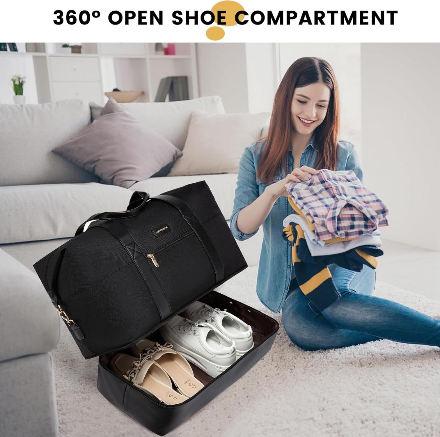 Große Damen Reisetasche Weekender Handgepäck Schwarz