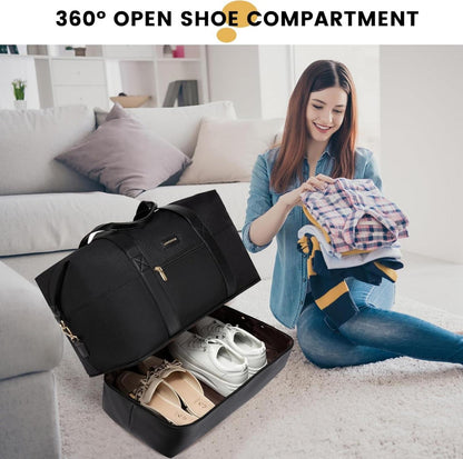 Große Damen Reisetasche Weekender Handgepäck Schwarz