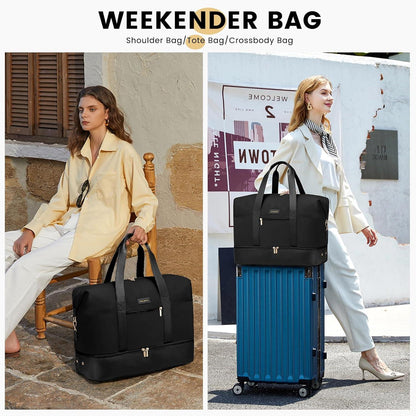 Große Damen Reisetasche Weekender Handgepäck Schwarz