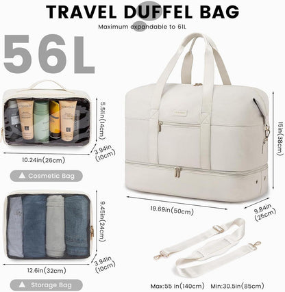 Weekender Reisetasche Damen Sporttasche Handgepäck Kliniktasche Beige