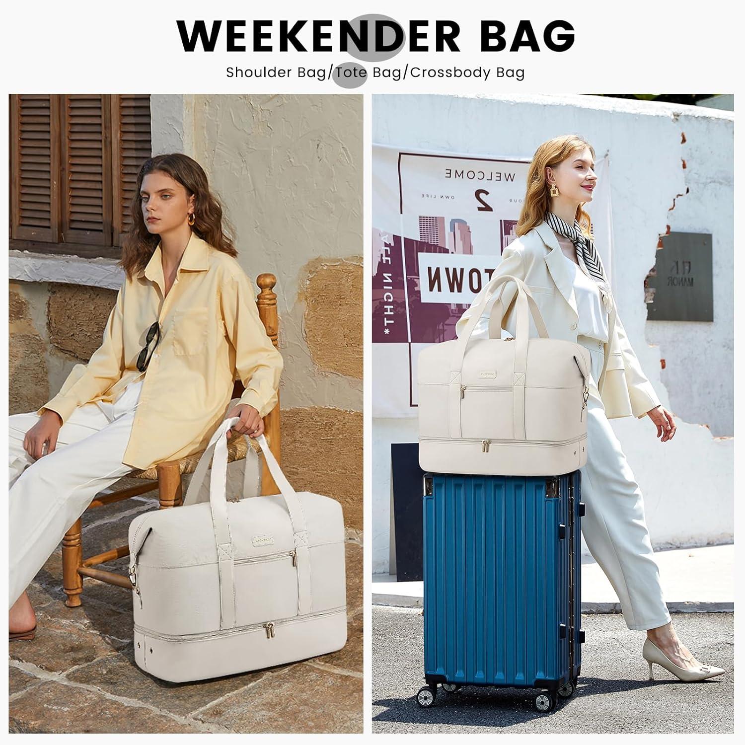 Weekender Reisetasche Damen Sporttasche Handgepäck Kliniktasche Beige