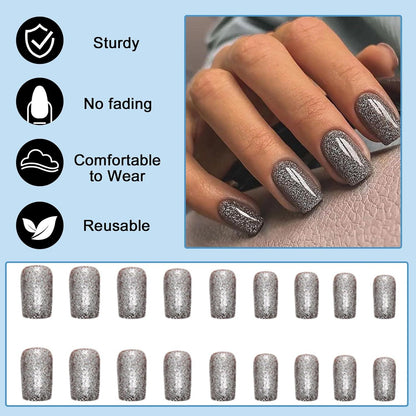 24 Stück Schwarze Glänzende Press on Nails Künstliche Nägel