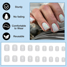24 Stück Glitzer Press on Nägel kurz Acryl French Set