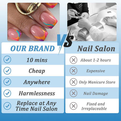 24 Stück Falsche Nägel Kurz Eckig Press on Nails Nude Glänzend Wiederverwendbar Sommer Acryl Fake Nails