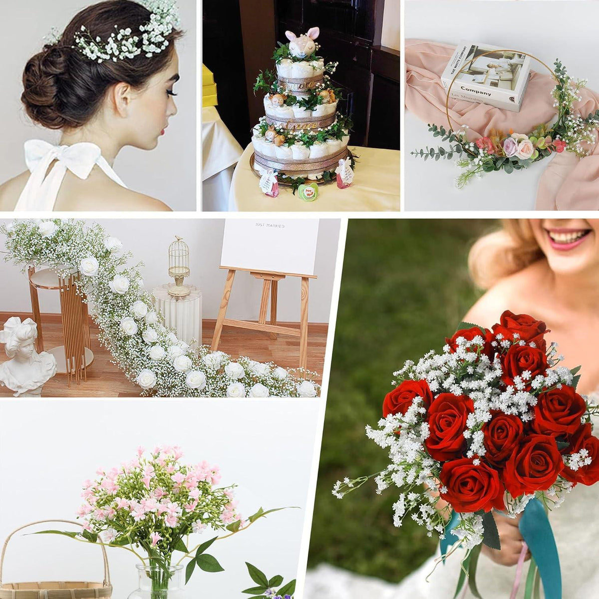 Kunstblumen Schleierkraut Set 12 Stück Hochzeit Deko