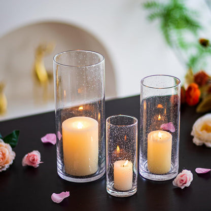 Kerzenständer Set Glas Vintage Windlicht 3er Stumpenkerzen