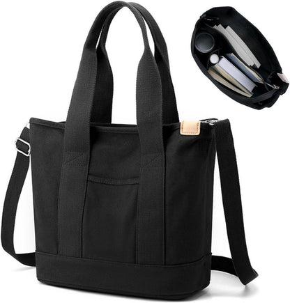 Canvas Umhängetasche Damen mit Reißverschluss für Alltag und Reisen