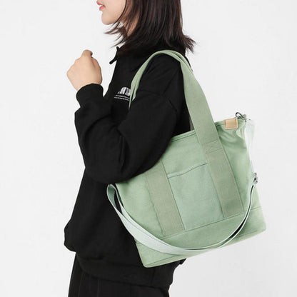 Canvas Handtasche Damen Umhängetasche Schultertasche Shopper mit Reißverschluss