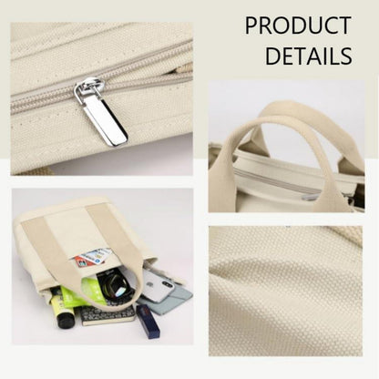 Canvas Handtasche Damen Umhängetasche Schultertasche Shopper mit Reißverschluss