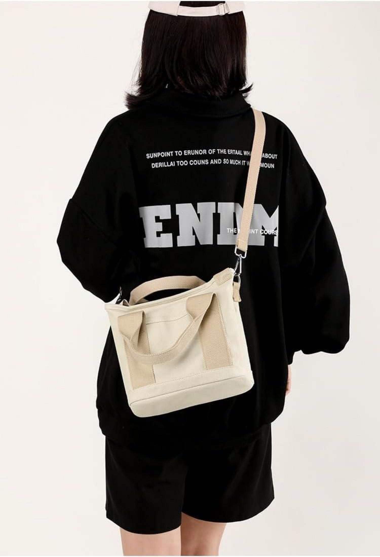 Handtasche Canvas Damen Umhängetasche Reißverschluss Alltag Schule