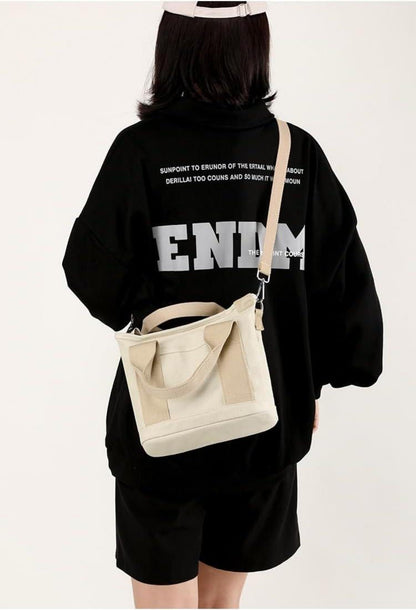 Handtasche Canvas Damen Umhängetasche Reißverschluss Alltag Schule