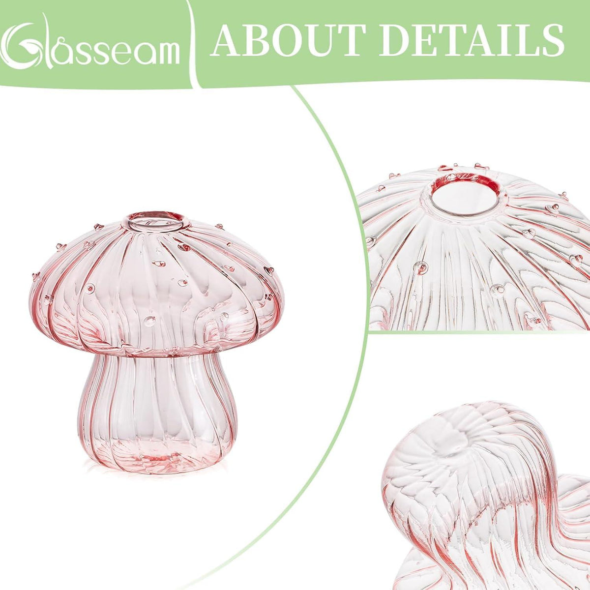 Glasseam Pilz Glasvasen Set bunt 5er modern Minivasen für Tischdeko