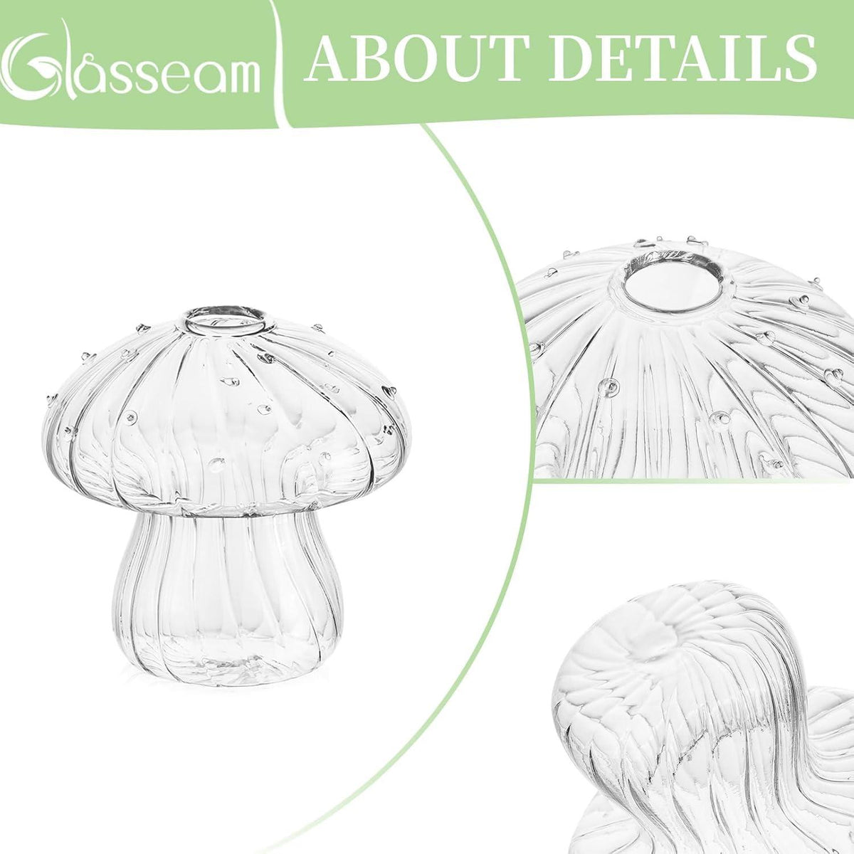 Pilz Vasen Set Glas Klar 5er Mini Blumenvasen Deko Tisch