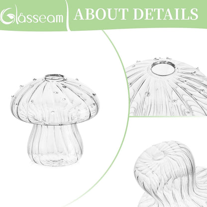 Pilz Vasen Set Glas Klar 5er Mini Blumenvasen Deko Tisch
