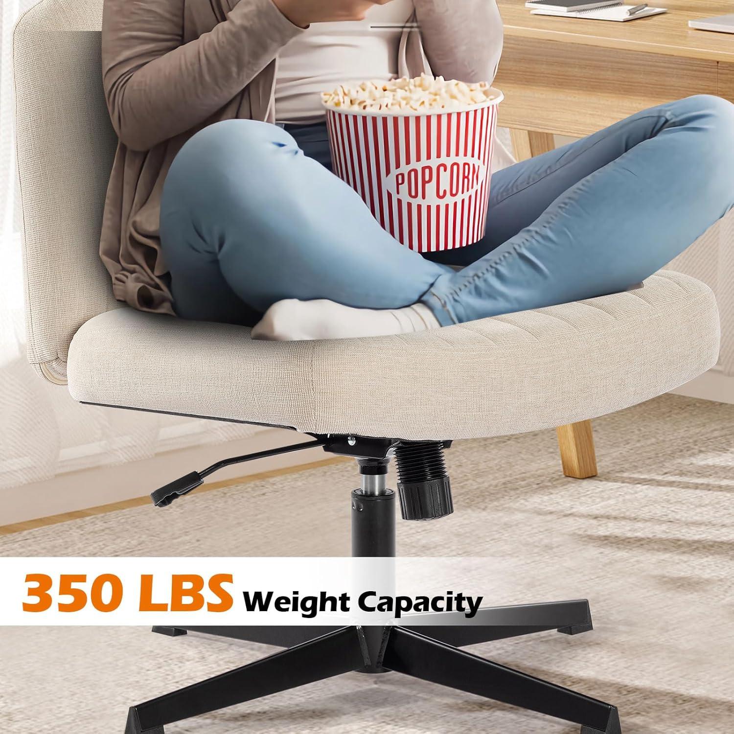 Bosmiller Bürostuhl Bürostuhl ohne Armlehnen Höhenverstellbar 150KG Beige