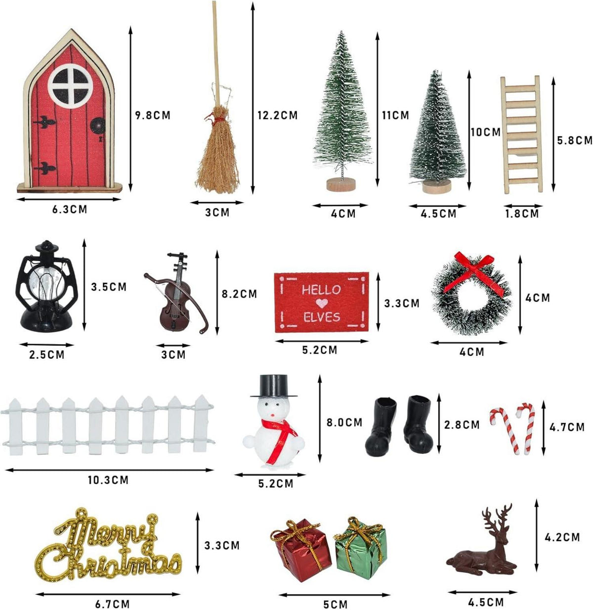 Miniatur Wichteltür Zubehör Weihnachten Set Holz Deko