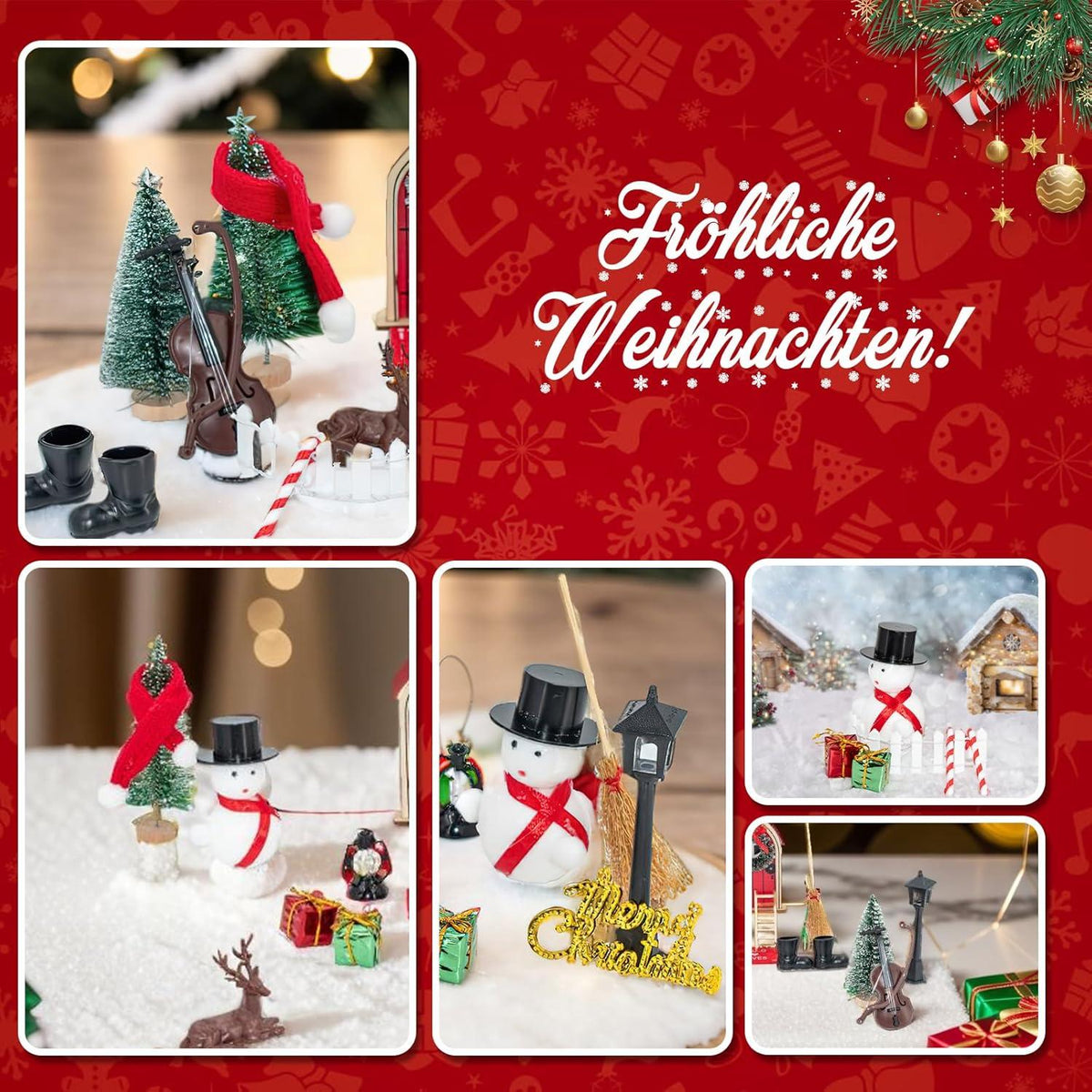 Miniatur Wichteltür Set Weihnachtsdeko mit Zubehör 20-teilig