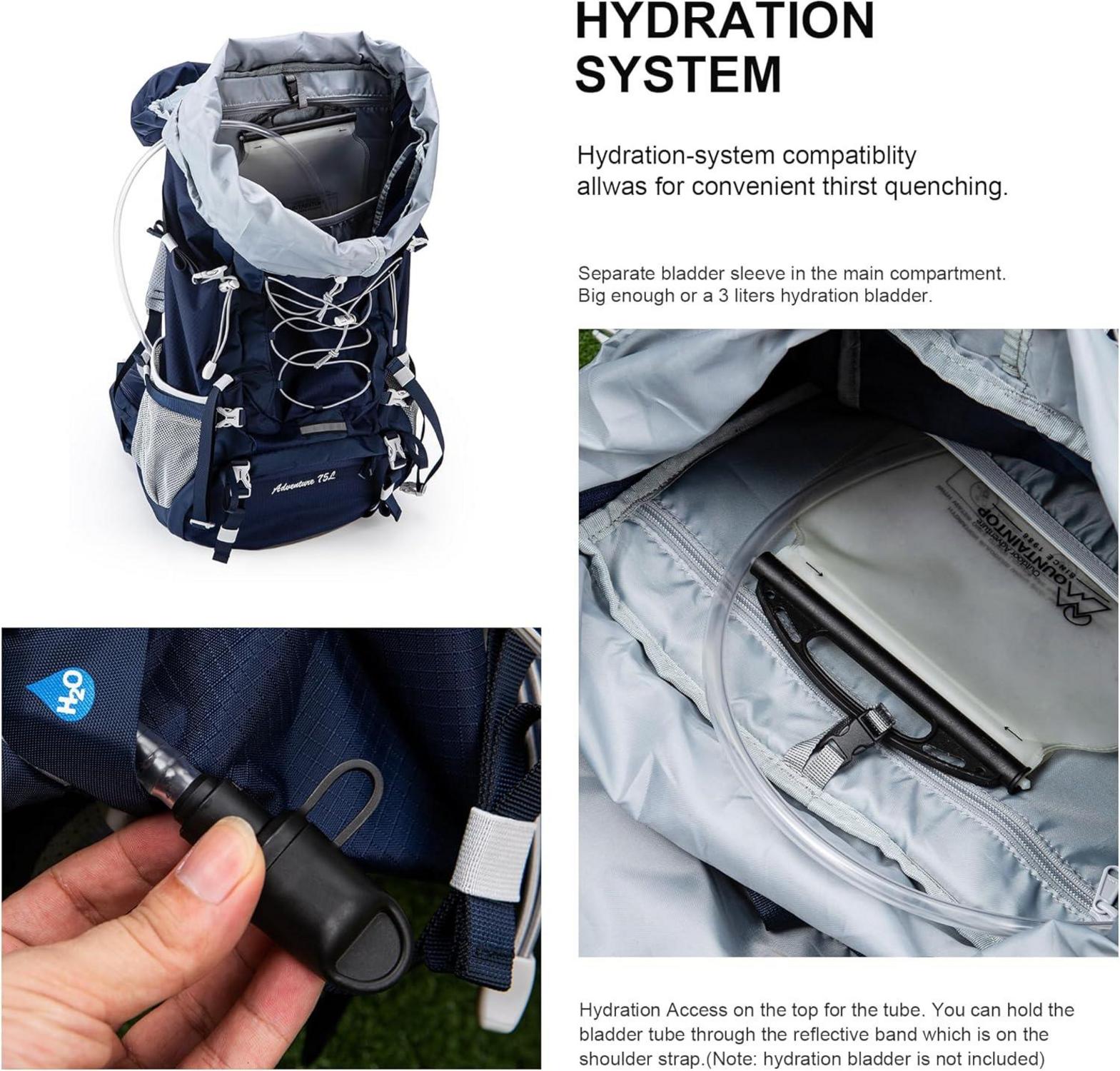 MOUNTAINTOP 75L Trekkingrucksack Herren Damen Outdoor Camping Rucksack Blau