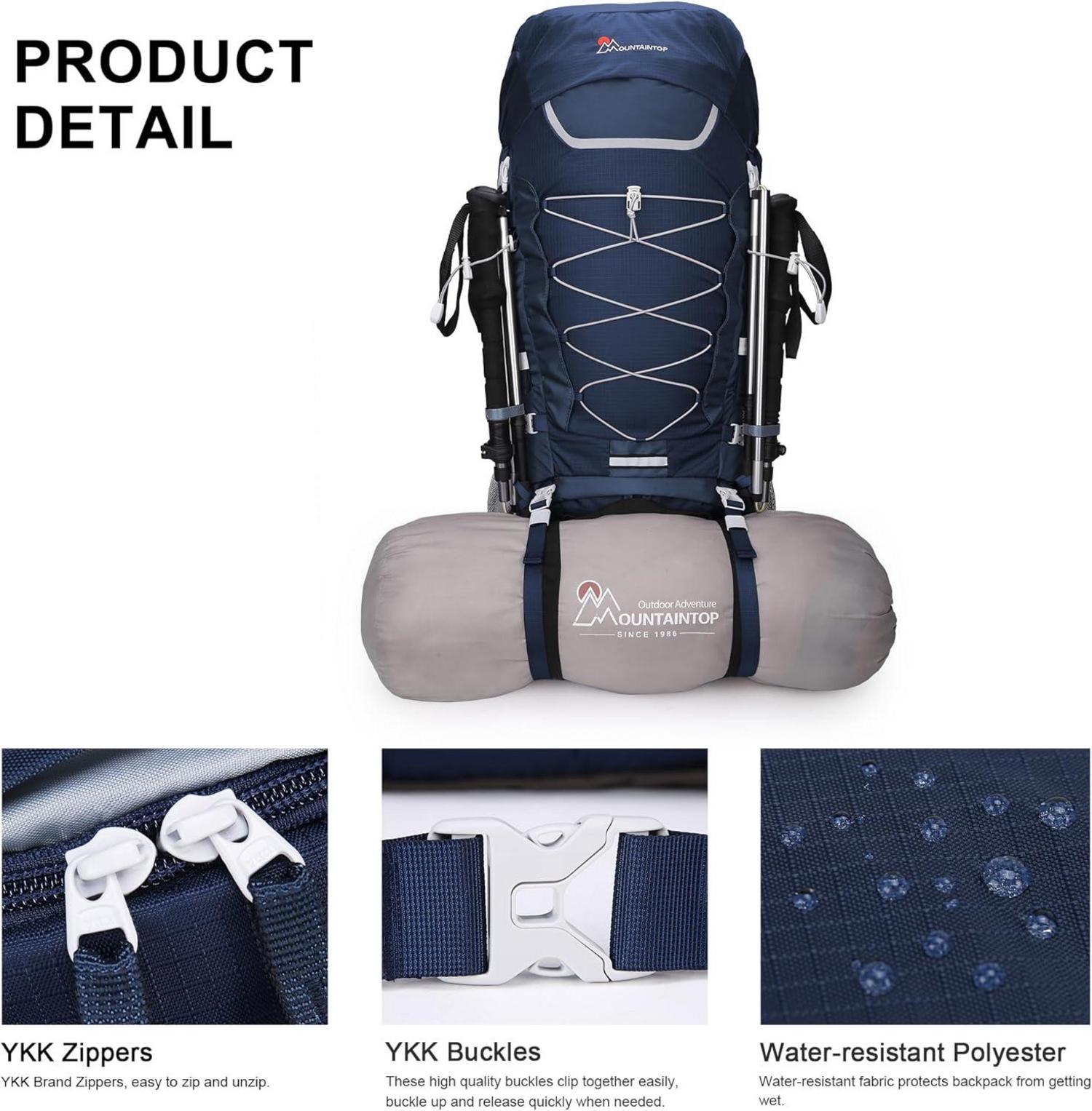 MOUNTAINTOP 75L Trekkingrucksack Herren Damen Outdoor Camping Rucksack Blau