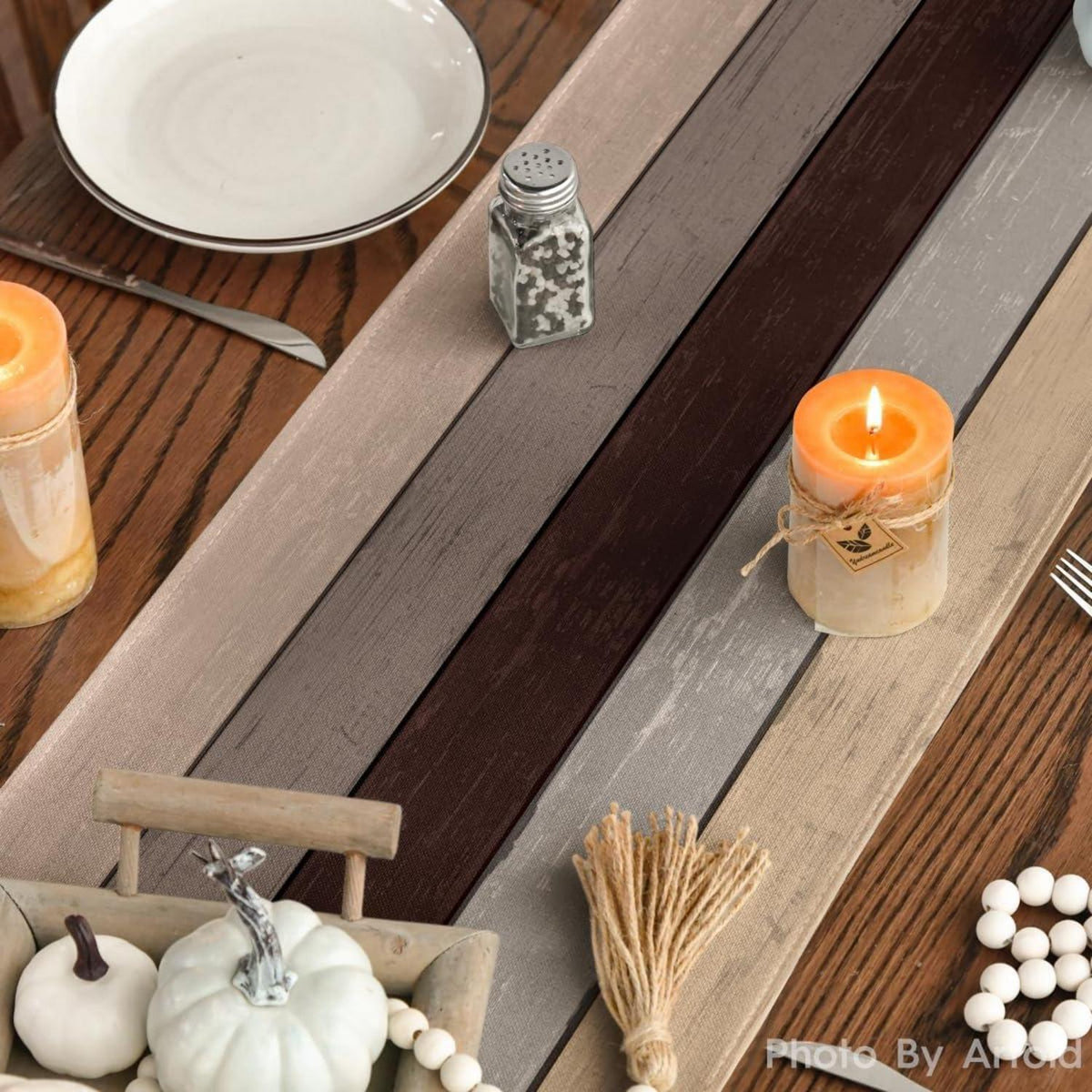 Brauner Rustikaler Holz Herbst Tischläufer 40x140cm Party Dekor